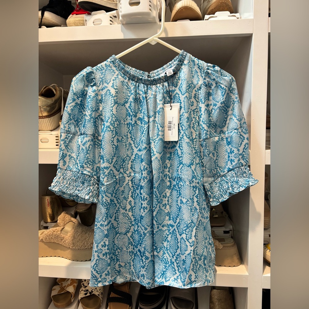 Blue Snake Print Women's Top